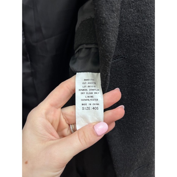Saddlebred Men Charcoal Wool Blend Overcoat Size 40S single breasted buttons 3 - Picture 3 of 5